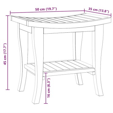 vidaXL Τραπέζι Βοηθητικό Μπάνιου 50 x 35 x 45 εκ. από Μασίφ Ξύλο Teak