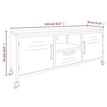 vidaXL Έπιπλο Τηλεόρασης Μαύρο 110x30x43cm Σίδηρος&Μασίφ Ξύλο Ελάτης