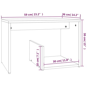 vidaXL Βοηθητικό Τραπέζι Καφέ Δρυς 59x36x38cm Επεξεργασμένο Ξύλο 1 τεμ.