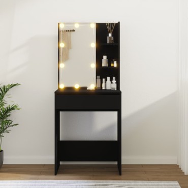 vidaXL Μπουντουάρ με LED Μαύρο 60x40x140cm