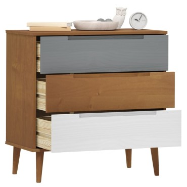 vidaXL Συρταριέρα MOLDE Καφέ 80x40x80cm από Μασίφ Ξύλο Πεύκου 1 τεμ.