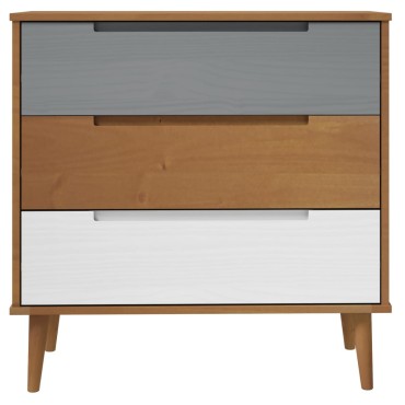 vidaXL Συρταριέρα MOLDE Καφέ 80x40x80cm από Μασίφ Ξύλο Πεύκου 1 τεμ.