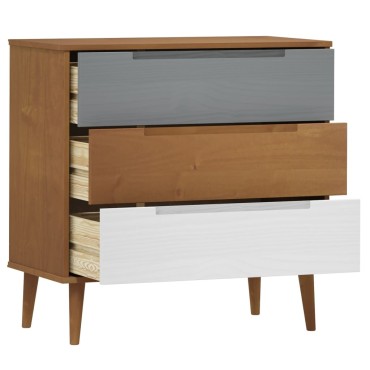 vidaXL Συρταριέρα MOLDE Καφέ 80x40x80cm από Μασίφ Ξύλο Πεύκου 1 τεμ.