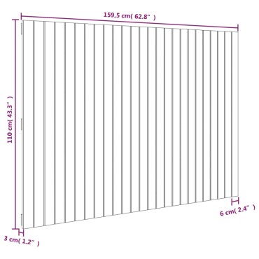 vidaXL Κεφαλάρι Τοίχου Μελί 159,5x3x110cm από Μασίφ Ξύλο Πεύκου 1 τεμ.