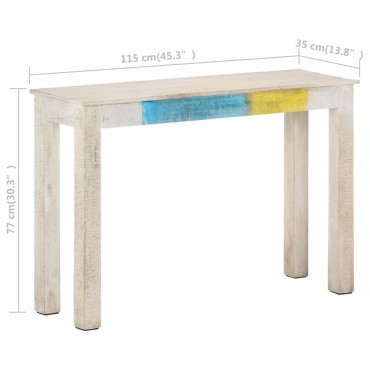 vidaXL Τραπέζι Κονσόλα Λευκό 115x35x77cm από Ακατέργαστο Ξύλο Μάνγκο 1 τεμ.