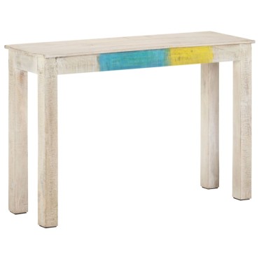 vidaXL Τραπέζι Κονσόλα Λευκό 115x35x77cm από Ακατέργαστο Ξύλο Μάνγκο 1 τεμ.
