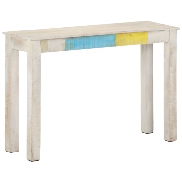 vidaXL Τραπέζι Κονσόλα Λευκό 115x35x77cm από Ακατέργαστο Ξύλο Μάνγκο 1 τεμ.