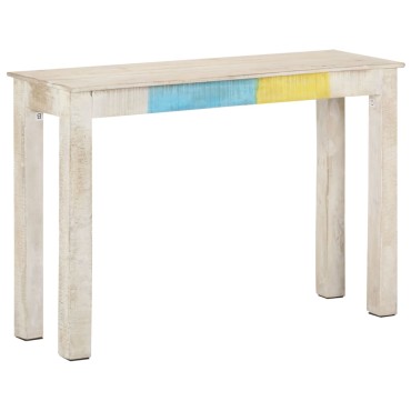 vidaXL Τραπέζι Κονσόλα Λευκό 115x35x77cm από Ακατέργαστο Ξύλο Μάνγκο 1 τεμ.
