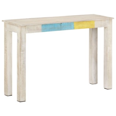 vidaXL Τραπέζι Κονσόλα Λευκό 115x35x77cm από Ακατέργαστο Ξύλο Μάνγκο 1 τεμ.