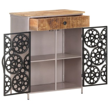 vidaXL Ντουλάπι 60x35x75cm από Ακατέργαστο Ξύλο Μάνγκο & Σίδερο 1 τεμ.