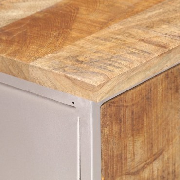 vidaXL Ντουλάπι 60x35x75cm από Ακατέργαστο Ξύλο Μάνγκο & Σίδερο 1 τεμ.