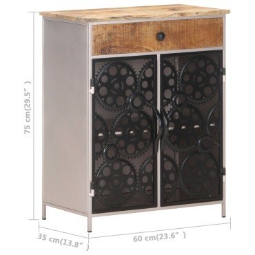 vidaXL Ντουλάπι 60x35x75cm από Ακατέργαστο Ξύλο Μάνγκο & Σίδερο 1 τεμ.
