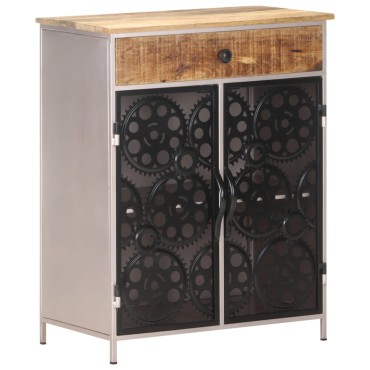 vidaXL Ντουλάπι 60x35x75cm από Ακατέργαστο Ξύλο Μάνγκο & Σίδερο 1 τεμ.