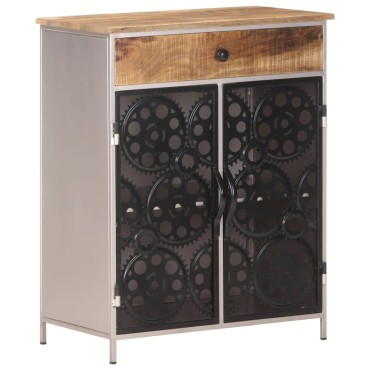 vidaXL Ντουλάπι 60x35x75cm από Ακατέργαστο Ξύλο Μάνγκο & Σίδερο 1 τεμ.