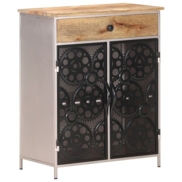 vidaXL Ντουλάπι 60x35x75cm από Ακατέργαστο Ξύλο Μάνγκο & Σίδερο 1 τεμ.