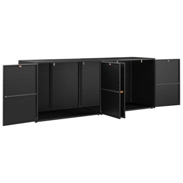 vidaXL Ντουλάπι Αποθήκευσης Κήπου Μαύρο 198x55,5x80cm Συνθετικό Ρατάν 1 τεμ.