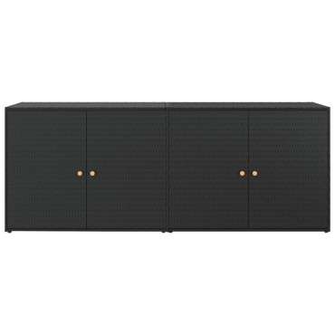 vidaXL Ντουλάπι Αποθήκευσης Κήπου Μαύρο 198x55,5x80cm Συνθετικό Ρατάν 1 τεμ.
