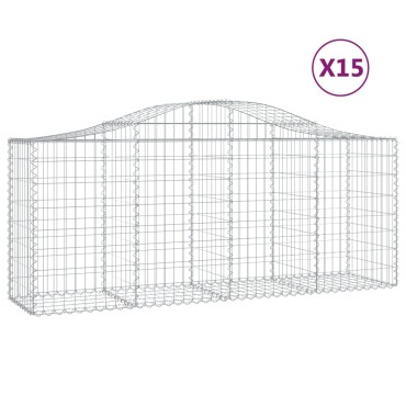vidaXL Συρματοκιβώτια Τοξωτά 15 τεμ. 200x50x80/100 εκ. Γαλβαν. Ατσάλι