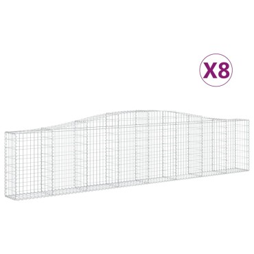 vidaXL Συρματοκιβώτια Τοξωτά 8 τεμ. 400x30x80/100 εκ. Γαλβαν. Ατσάλι