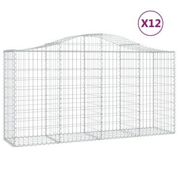 vidaXL Συρματοκιβώτια Τοξωτά 12 τεμ. 200x50x100/120 εκ. Γαλβαν. Ατσάλι