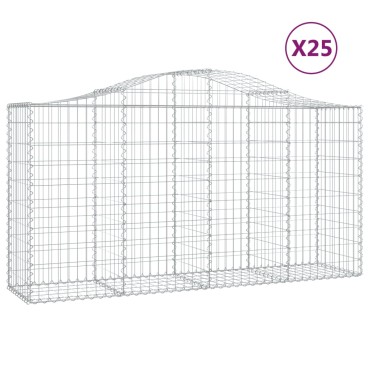 vidaXL Συρματοκιβώτια Τοξωτά 25 τεμ. 200x50x100/120 εκ. Γαλβαν. Ατσάλι