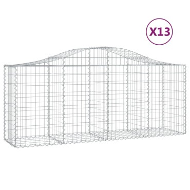 vidaXL Συρματοκιβώτια Τοξωτά 13 τεμ. 200x50x80/100 εκ. Γαλβαν. Ατσάλι