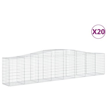 vidaXL Συρματοκιβώτια Τοξωτά 20 τεμ. 400x50x80/100 εκ. Γαλβαν. Ατσάλι