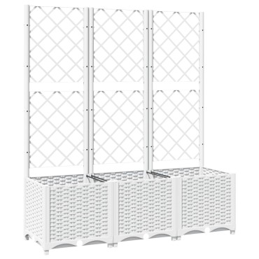 vidaXL Ζαρντινιέρα Κήπου με Καφασωτό Λευκή 120x40x136 εκ. Πολυπροπ.