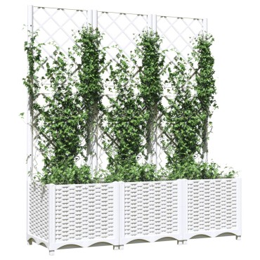 vidaXL Ζαρντινιέρα Κήπου με Καφασωτό Λευκή 120x40x136 εκ. Πολυπροπ.