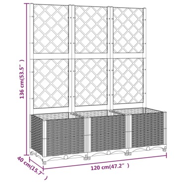 vidaXL Ζαρντινιέρα Κήπου με Καφασωτό Λευκή 120x40x136 εκ. Πολυπροπ.