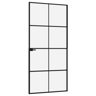 vidaXL Εσωτερική Πόρτα 93x201,5 εκ. Ψημένο Γυαλί και  Λεπτό Αλουμίνιο
