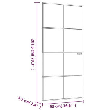 vidaXL Εσωτερική Πόρτα 93x201,5 εκ. Ψημένο Γυαλί και  Λεπτό Αλουμίνιο