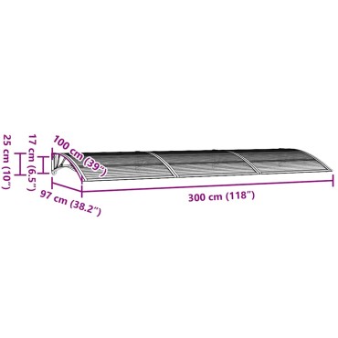vidaXL Στέγαστρο Πόρτας Μαύρο 300 x 100 εκ. από Πολυκαρβονικό