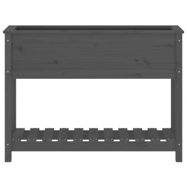 vidaXL Ζαρντινιέρα με Ράφι Γκρι 111,5x34,5x81 εκ. Μασίφ Ξύλο Πεύκου