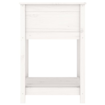 vidaXL Ζαρντινιέρα με Ράφι Λευκή 54 x 54 x 81 εκ. Μασίφ Ξύλο Πεύκου
