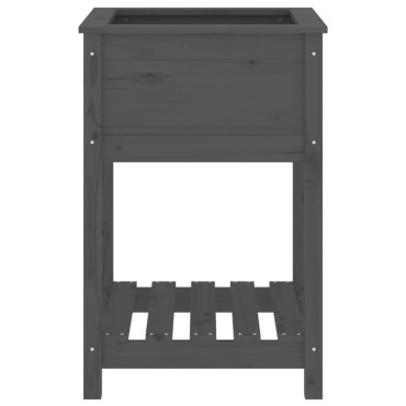 vidaXL Ζαρντινιέρα με Ράφι Γκρι 54 x 54 x 81 εκ. Μασίφ Ξύλο Πεύκου