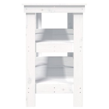vidaXL Πάγκος Εργασίας Λευκός 142,5x50x80 εκ. από Μασίφ Ξύλο Πεύκου