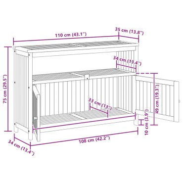 vidaXL Τραπέζι Κονσόλα Κήπου 110x35x75cm από Μασίφ Ξύλο Ακακίας 1 τεμ.