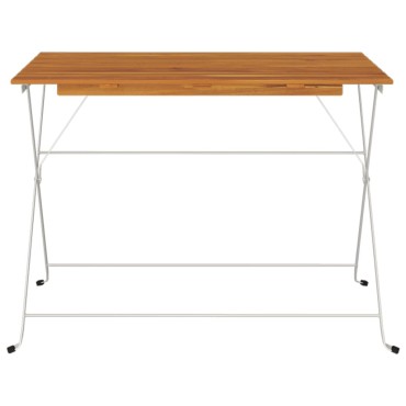 vidaXL Τραπέζι Bistro Πτυσσόμενο 100x54x71cm Μασίφ Ακακία & Ατσάλι 1 τεμ.