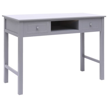 vidaXL Γραφείο Γκρι 108x45x76cm από Μασίφ Ξύλο Παυλώνιας 1 τεμ.