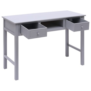 vidaXL Γραφείο Γκρι 108x45x76cm από Μασίφ Ξύλο Παυλώνιας 1 τεμ.