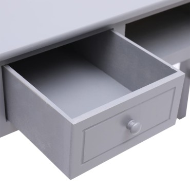 vidaXL Γραφείο Γκρι 108x45x76cm από Μασίφ Ξύλο Παυλώνιας 1 τεμ.