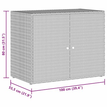 vidaXL Ντουλάπι Αποθήκευσης Κήπου Μαύρο 100x55,5x80cm από Συνθετικό Ρατάν 1 τεμ.