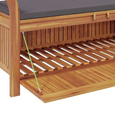 vidaXL Πάγκος Αποθήκευσης Κήπου Μασίφ Ξύλο Ακακίας + Μαξιλάρι 126x50x60cm 1 τεμ.