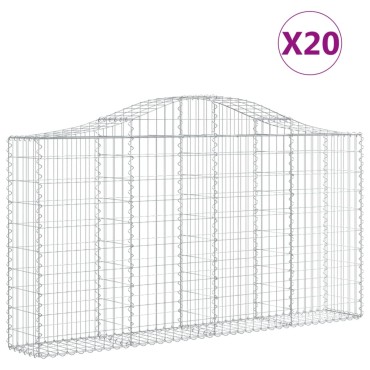 vidaXL Συρματοκιβώτια Τοξωτά 20 τεμ. 200x30x100/120 εκ. Γαλβαν. Ατσάλι
