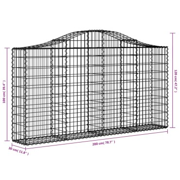 vidaXL Συρματοκιβώτια Τοξωτά 20 τεμ. 200x30x100/120 εκ. Γαλβαν. Ατσάλι