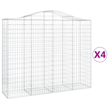vidaXL Συρματοκιβώτια Τοξωτά 4 τεμ. 200x50x160/180 εκ. Γαλβαν. Ατσάλι