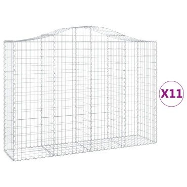 vidaXL Συρματοκιβώτια Τοξωτά 11 τεμ. 200x50x140/160 εκ. Γαλβαν. Ατσάλι