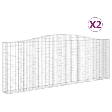 vidaXL Συρματοκιβώτια Τοξωτά 2 τεμ. 400x30x140/160 εκ. Γαλβαν. Ατσάλι