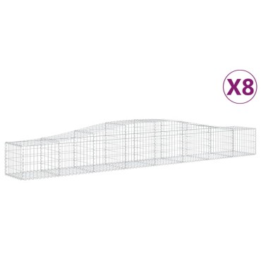 vidaXL Συρματοκιβώτια Τοξωτά 8 τεμ. 400x50x40/60 εκ. Γαλβαν. Ατσάλι